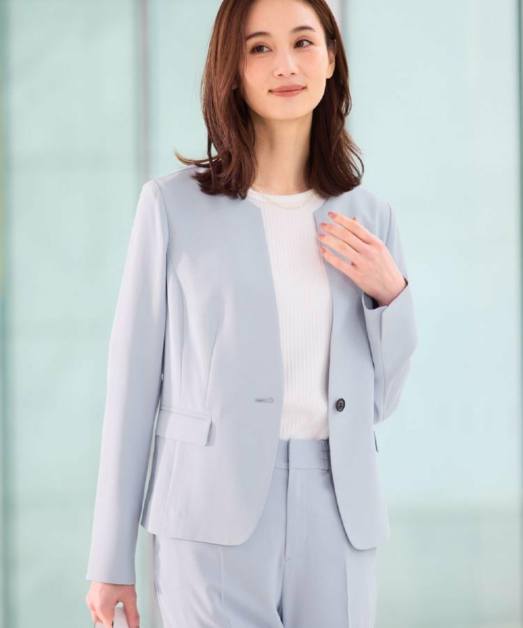 【UVカット／接触冷感／セットアップ可】ノーカラージャケット