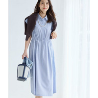 フレンチスリーブシャツワンピース