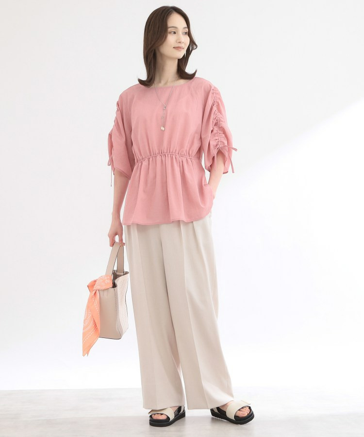 【通気性あり/涼しい/マシンウォッシャブル】ウエストギャザーブラウス12