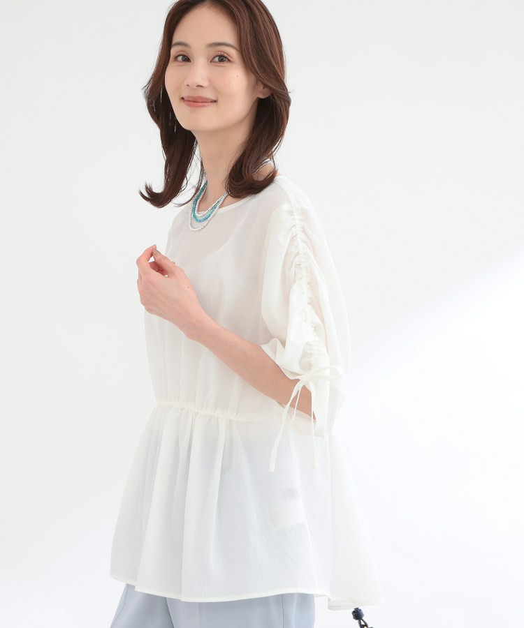 【通気性あり/涼しい/マシンウォッシャブル】ウエストギャザーブラウス3