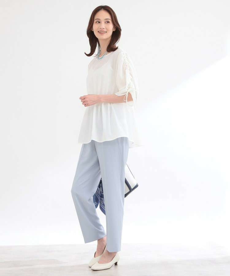 【通気性あり/涼しい/マシンウォッシャブル】ウエストギャザーブラウス4
