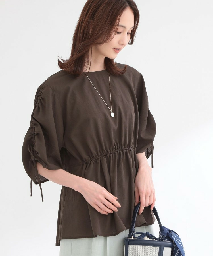 【通気性あり/涼しい/マシンウォッシャブル】ウエストギャザーブラウス6