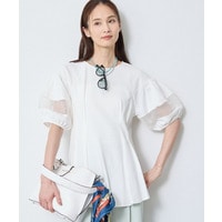 メッシュ切り替えスリーブトップス