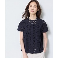 【通勤◎】カットワーク刺繍レース シャツブラウス
