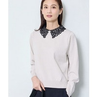 【付け衿】レース衿付きストレッチニット