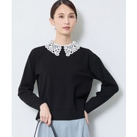【付け衿】レース衿付きストレッチニット