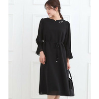 【フォーマル／入卒／付属リボン付き】スリーブデザインジョーゼットワンピース