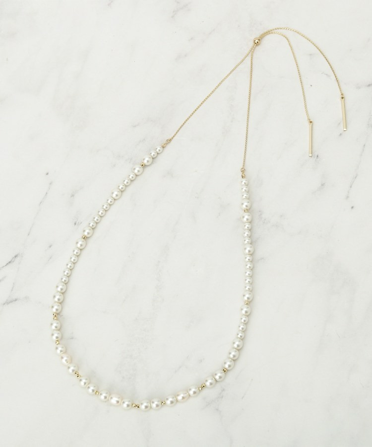 【フォーマル/入卒/長さ調節可】淡水パールロングネックレス1