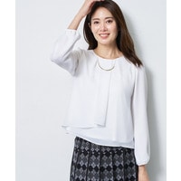 【SS-4Lサイズ／通勤／セレモニー】クルーネック シフォンブラウス