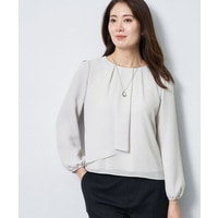 【SS-4Lサイズ／通勤／セレモニー】クルーネック シフォンブラウス