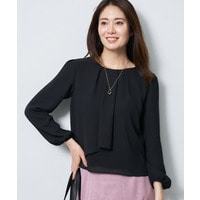 【通勤／セレモニー】クルーネック シフォンブラウス