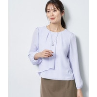 【SS-4Lサイズ／通勤／セレモニー】クルーネック シフォンブラウス