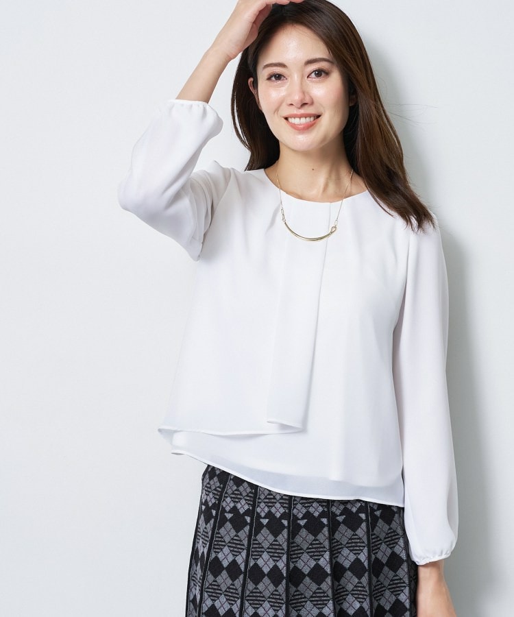 【通勤/セレモニー】クルーネック シフォンブラウス1