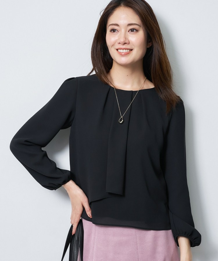 【通勤/セレモニー】クルーネック シフォンブラウス1