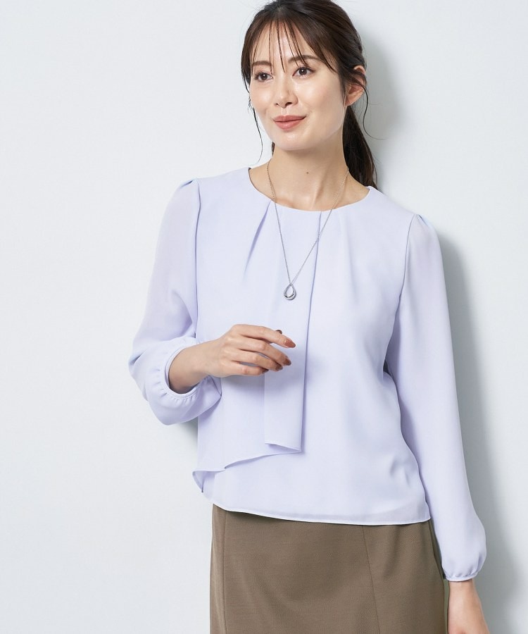 【通勤/セレモニー】クルーネック シフォンブラウス1