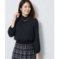 【SS-4Lサイズ／通勤／セレモニー】プチハイネック シフォンブラウス