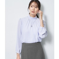 【SS-4Lサイズ／通勤／セレモニー】プチハイネック シフォンブラウス