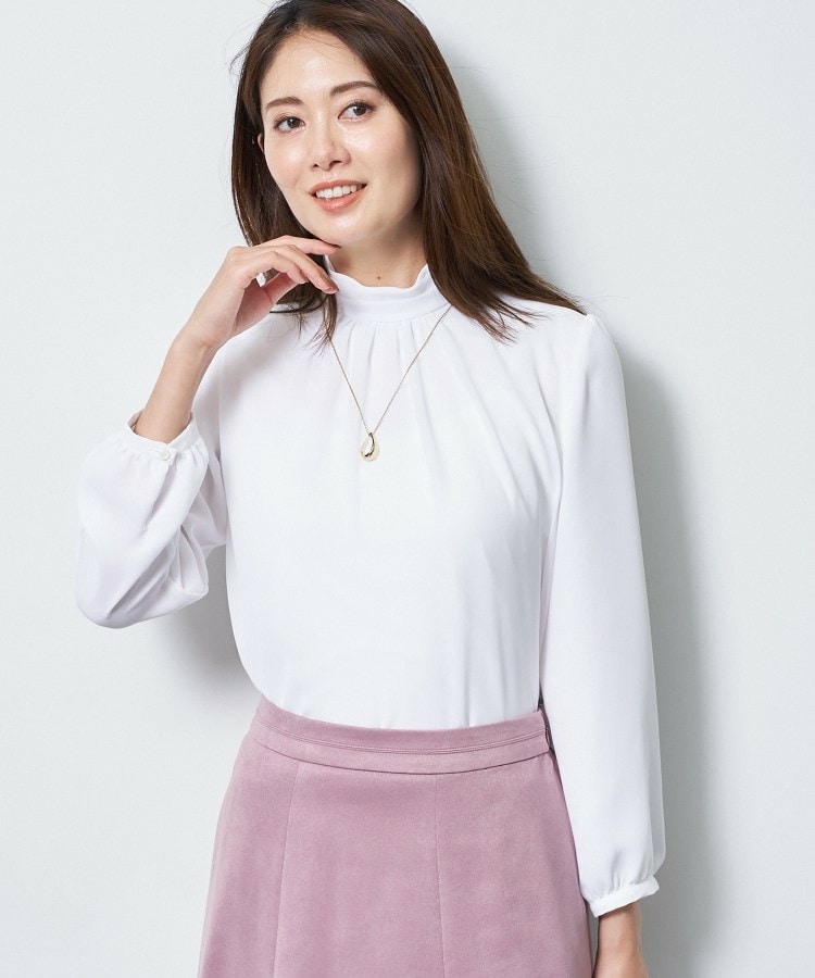 【SS-4Lサイズ/通勤/セレモニー】プチハイネック シフォンブラウス1