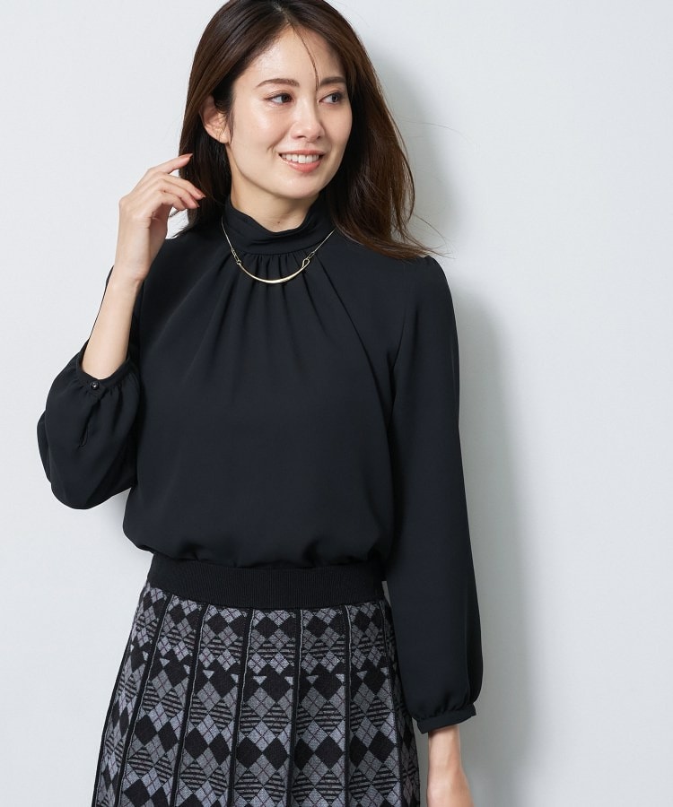 【SS-4Lサイズ/通勤/セレモニー】プチハイネック シフォンブラウス1