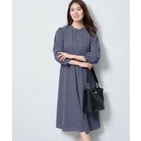 【SS-4Lサイズ／通勤】変形ドット柄プリントワンピース