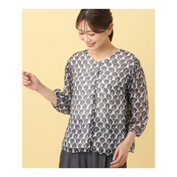 【SALE／マシンウォッシュ】華やかプリントブラウス