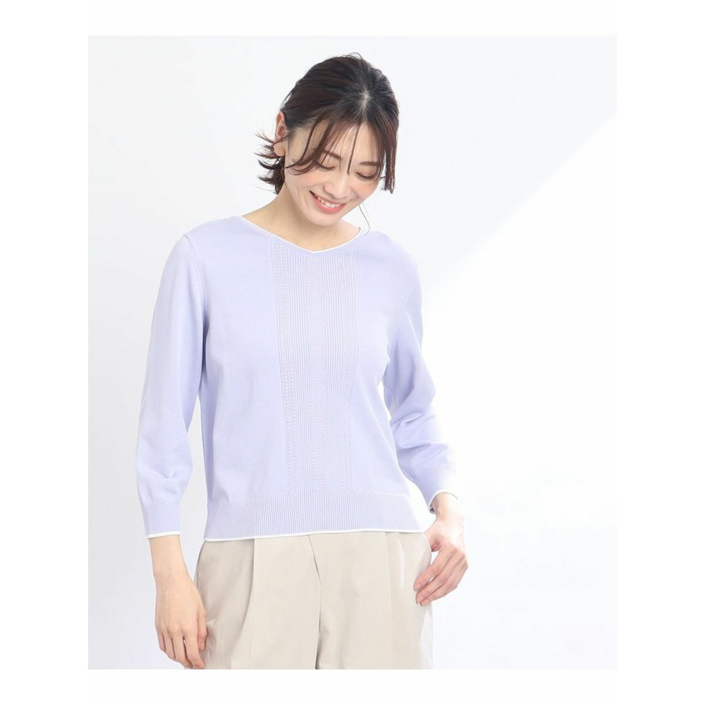 【SALE/洗える】フロントデザインVネックニット22