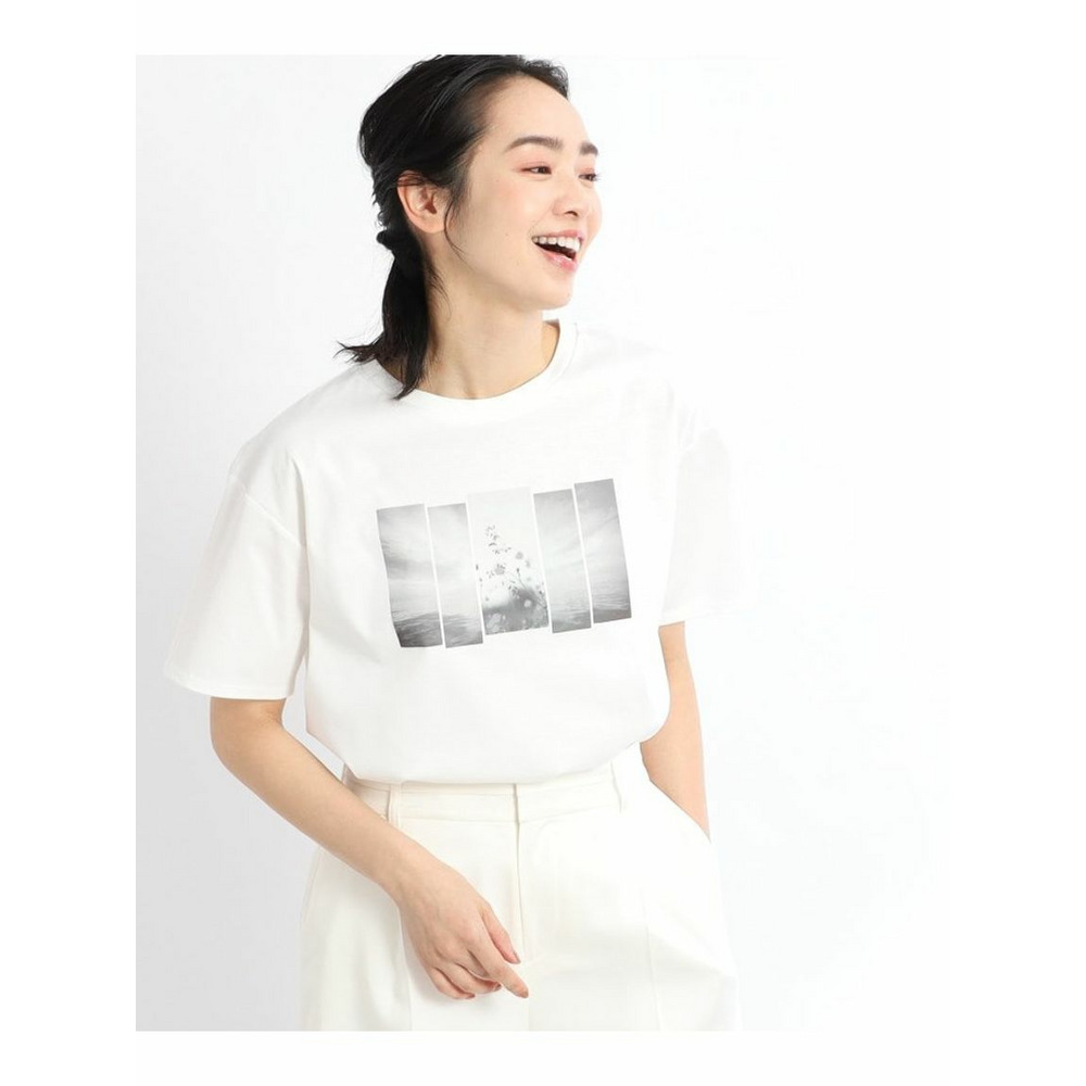 【夏SALE／マシンウォッシュ／UVカット／接触冷感／洗える】プリントTシャツ オフホワイト(803) 1