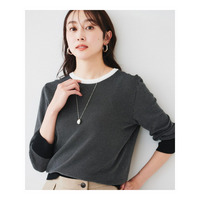 【配色カラー/アンサンブル可能】きれいめ七分袖ニット