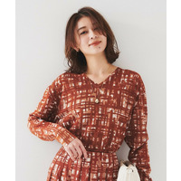 【セットアップ可能/アンサンブル可能/シアー】チェックプリント プルオーバーニット