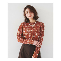 【セットアップ可能/アンサンブル可能/シアー】チェックプリント カーディガンニット