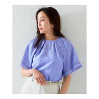 【セットアップ可能】リネン混 タックブラウス