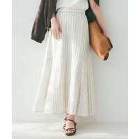 【後ろウエストゴム/マーメイド】ストライプフレアスカート