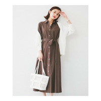 【コットン100／前開き／夏ワンピ】ロングシャツワンピース