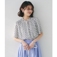 【セットアップ可能/オンオフ】小紋柄ブラウス