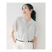 【通勤/オフィス/二の腕カバー】ボウタイブラウス