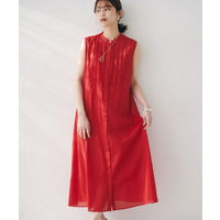 【シアー/前開き/夏ワンピ】コットンピンタックワンピース
