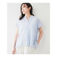 【洗える/スキッパー】フレンチスリーブシアーブラウス