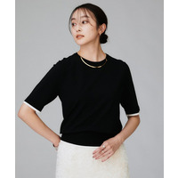 【アンサンブル可】5分袖クルーニット