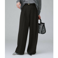 【セットアップ可/洗える】梳毛調合繊2タックワイドパンツ