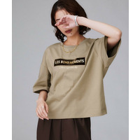 【コットン100/ゆったり/ショート丈/洗える】ベロアロゴTシャツ