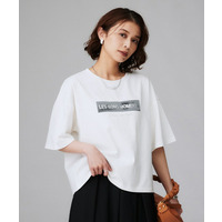 【コットン100/ゆったり/ショート丈/洗える】ベロアロゴTシャツ