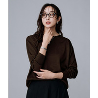 【6色展開/長め丈/ゆったり/薄手】レーヨン混 ボートネックニット