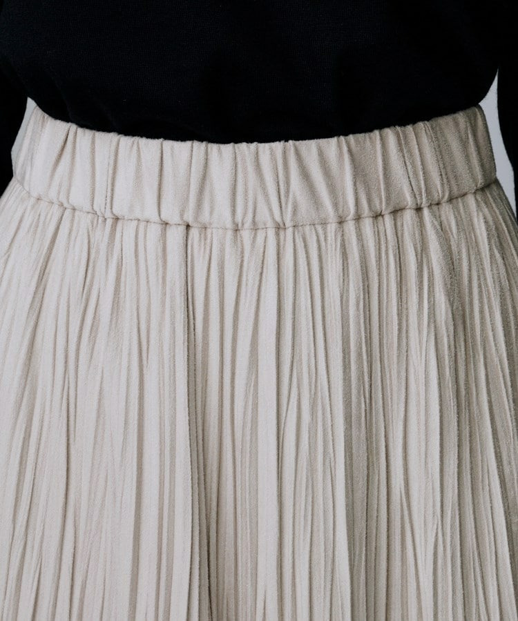 【秋映え/シワ知らず/ウエストゴム】スエード風プリーツスカート28