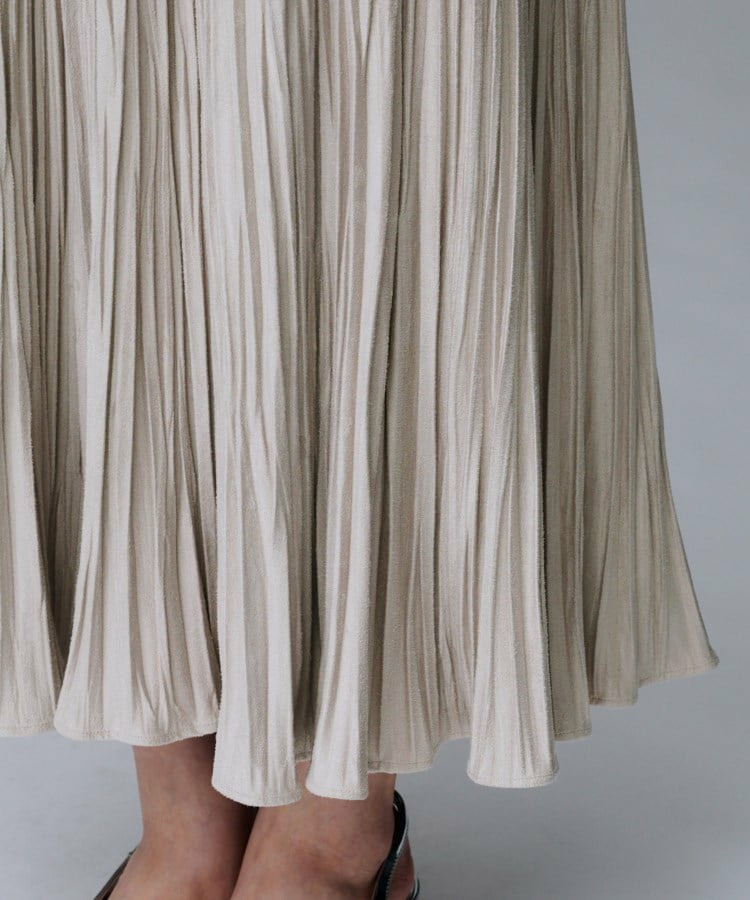 【秋映え/シワ知らず/ウエストゴム】スエード風プリーツスカート29
