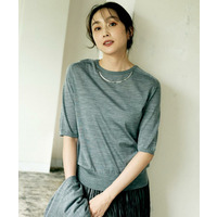【アンサンブル可/六分袖/洗える】ウールシルクニット