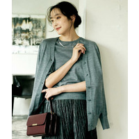 【アンサンブル可/ロング/Vネック】ウールシルクカーディガン