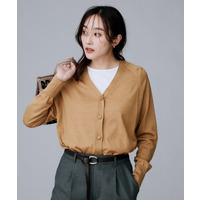 【アンサンブル可/洗える/Vネック】ウールシルクカーディガン