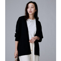【アンサンブル可/オフィス/ボタンなし】シルクウールカシミヤ 着流しカーディガン