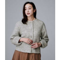 【ジャケット風/メタルボタン】アルパカ混シャギーカーディガン