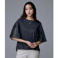 【コットン100/Tシャツ/フレア袖】シアースリーブ プルオーバー